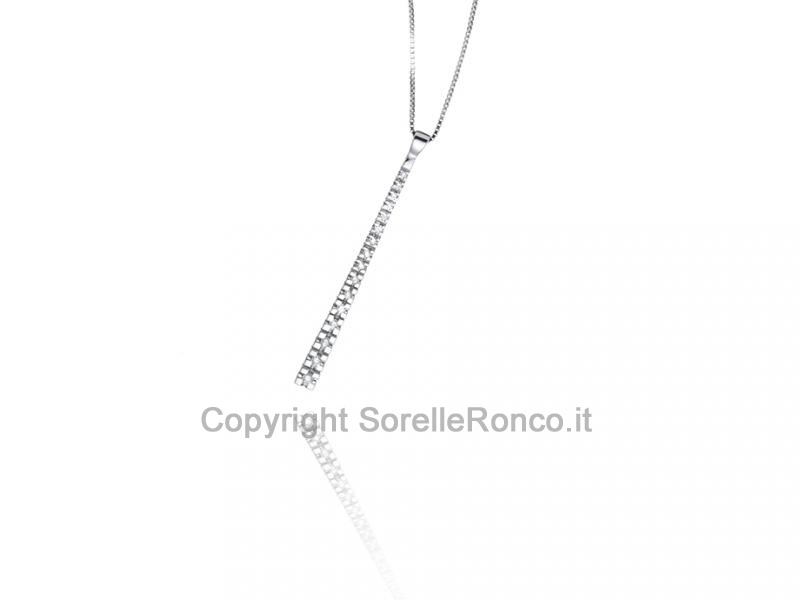 COLLANA PENDENTE ORO BIANCO 18 KT E DIAMANTI