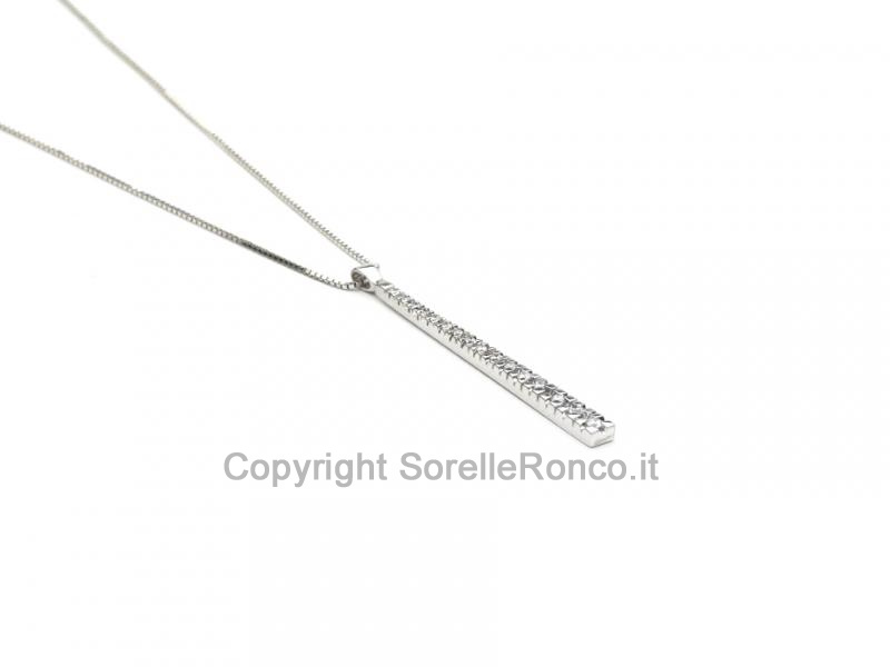 COLLANA PENDENTE ORO BIANCO 18 KT E DIAMANTI