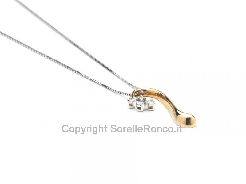 COLLANA ORO BIANCO CON PENDENTE E DIAMANTI