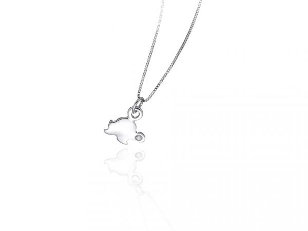 CF01965 - Collana pendente tartaruga e Diamanti 0.01 Ct
