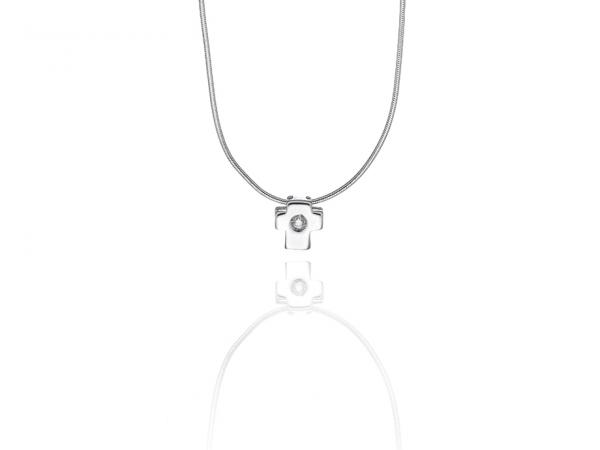 CF01967 - Collana Croce Rettangolare con Diamante Puntoluce