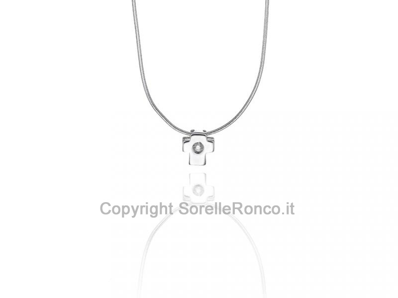 COLLANA CROCE RETTANGOLARE CON DIAMANTE PUNTOLUCE