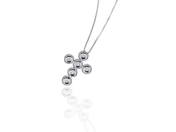 CF01969 - Collana Croce a Castoni Tondi e Brillanti