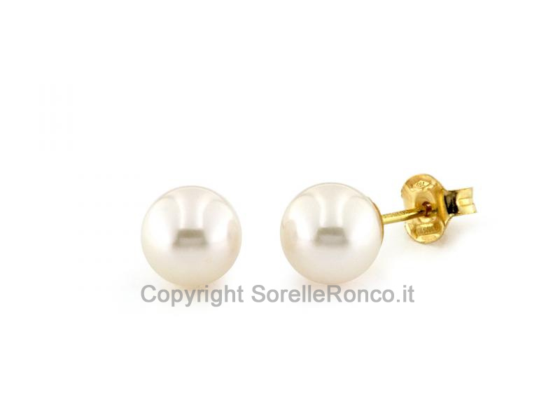 ORECCHINI CON PERLE BIANCHE ACQUA DOLCE Ø 7.5-8 MM