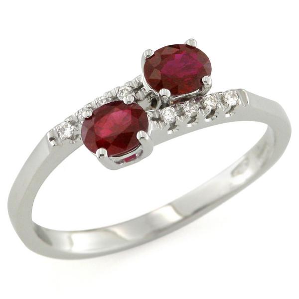 CF01978 - Anello Contrarié con Rubini e Diamanti