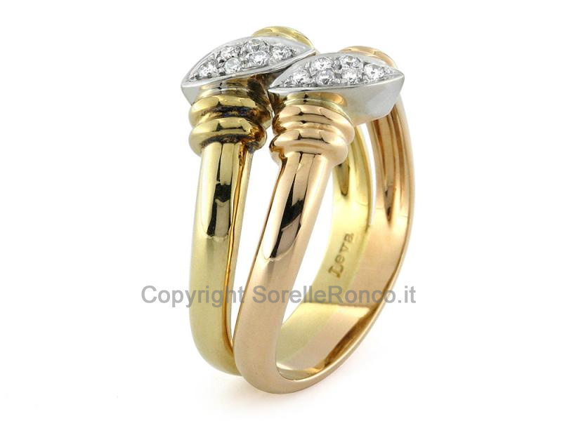 ANELLO ORO TRICOLORE E DIAMANTI 0.12 CT