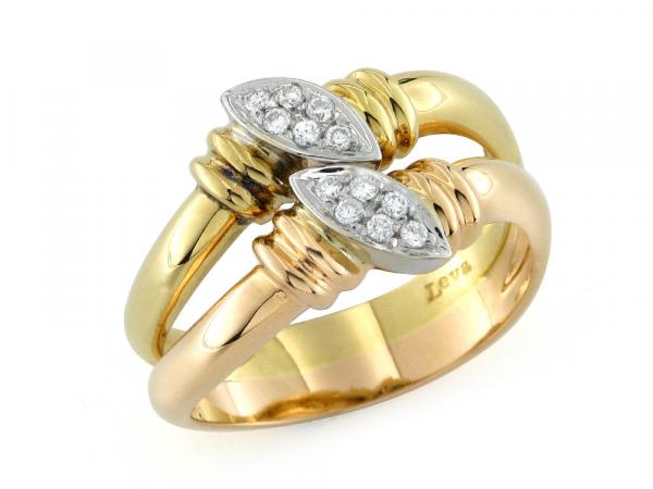 CF01987 - Anello Oro Tricolore e Diamanti 0.12 Ct