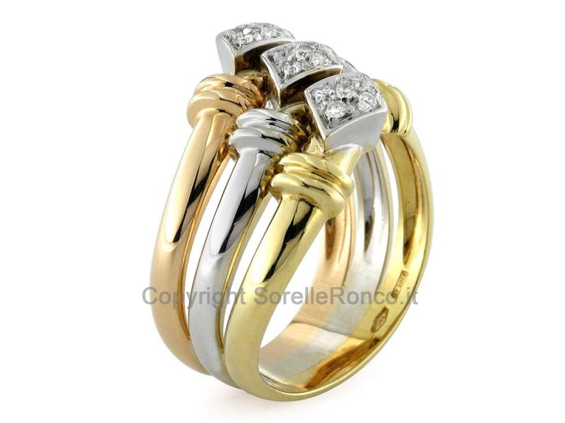ANELLO TRINITY CON DIAMANTI 0.18 CT
