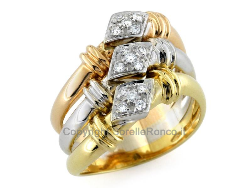 ANELLO TRINITY CON DIAMANTI 0.18 CT