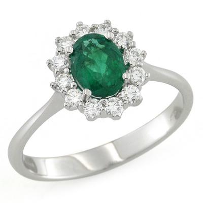 Anello in Oro  con Diamanti e Smeraldo 0.70 Ct