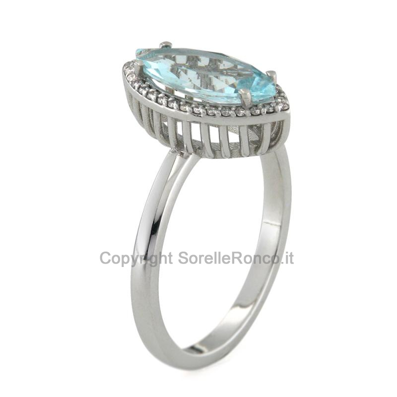 ANELLO ORO DIAMANTI ACQUAMARINA 1.19 CT