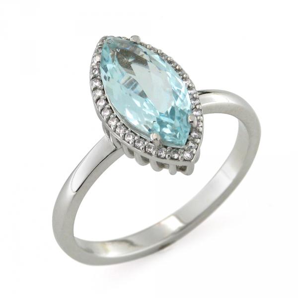 CF02018 - Anello Oro Diamanti Acquamarina 1.19 Ct