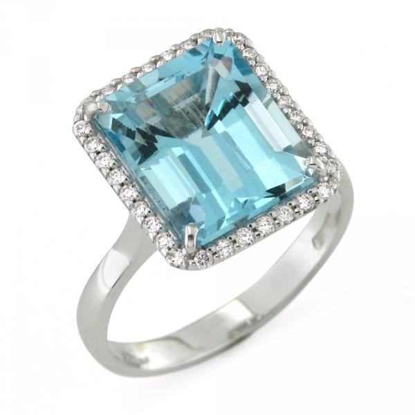 CF02020 - Anello Acquamarina 5.68 Ct e Diamanti