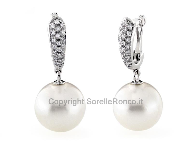 ORECCHINI ORO BIANCO 18 KT  CON PERLE AUSTRALIANE