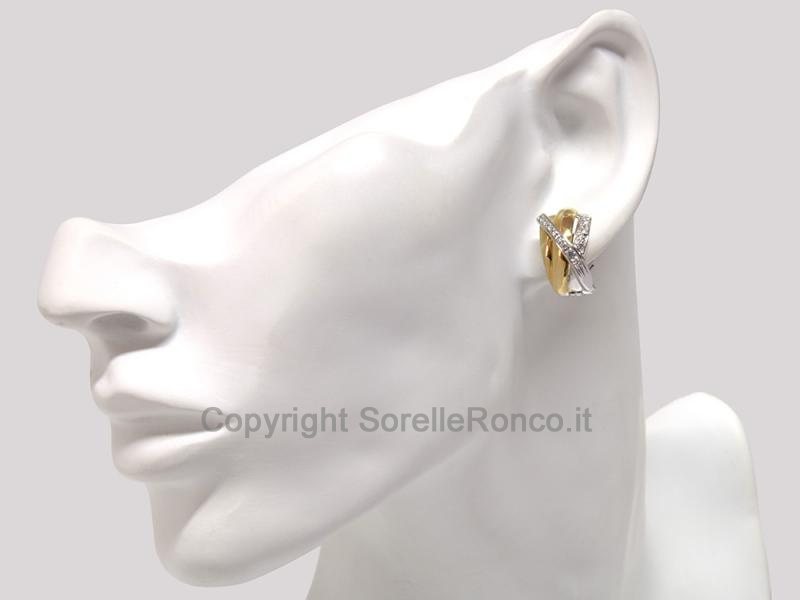 ORECCHINI DESIGN IN ORO BICOLOR E ZIRCONI