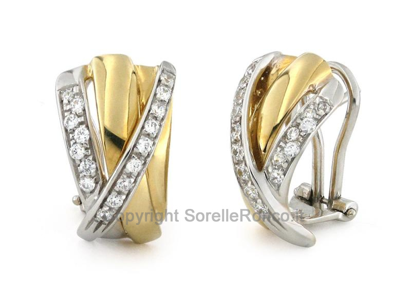ORECCHINI DESIGN IN ORO BICOLOR E ZIRCONI