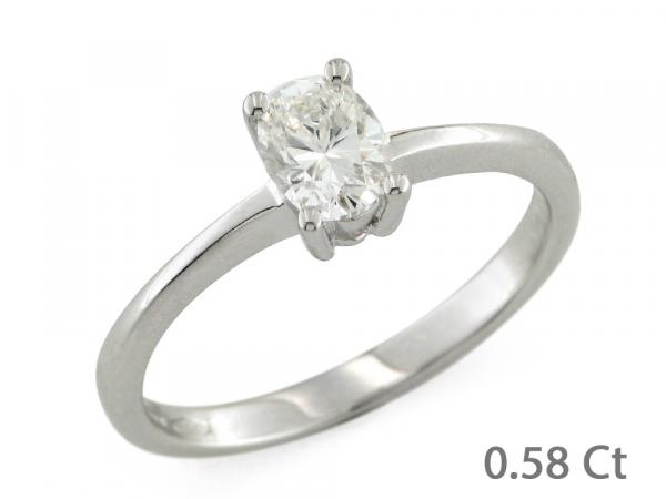 CF02053 - Anello Solitario Diamante Ovale 0.58 Ct