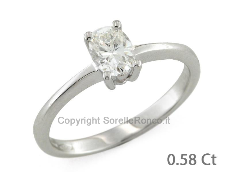 ANELLO SOLITARIO DIAMANTE OVALE 0.58 CT