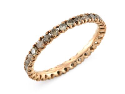 Anello Eternity Oro Rosa Diamanti Brown 0.80 Ct