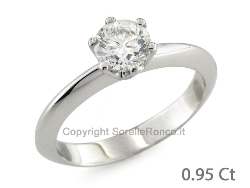 ANELLO SOLITARIO ORO BIANCO CON DIAMANTE 0.95 CT