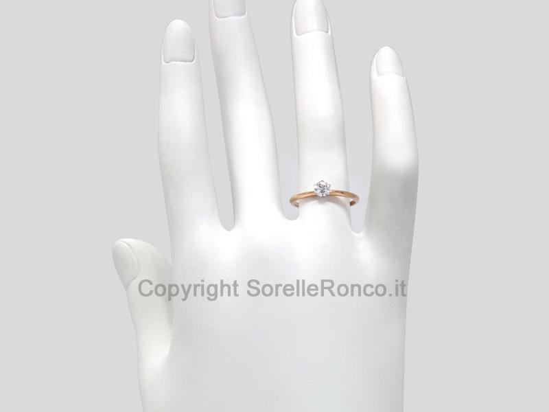 ANELLO SOLITARIO ORO ROSA E BIANCO CON DIAMANTE 