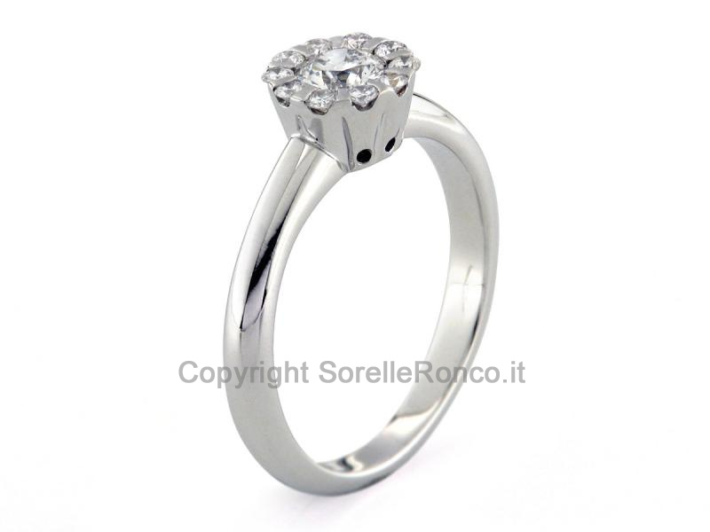 ANELLO DIAMANTE SOLITARIO CON CONTORNO PER CT 0.97