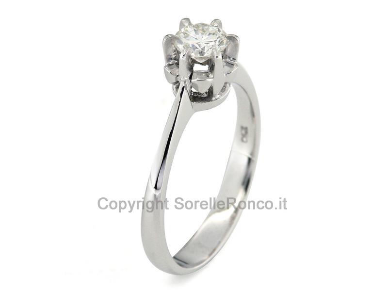 ANELLO SOLITARIO ORO BIANCO CON DIAMANTE 0.43 CT