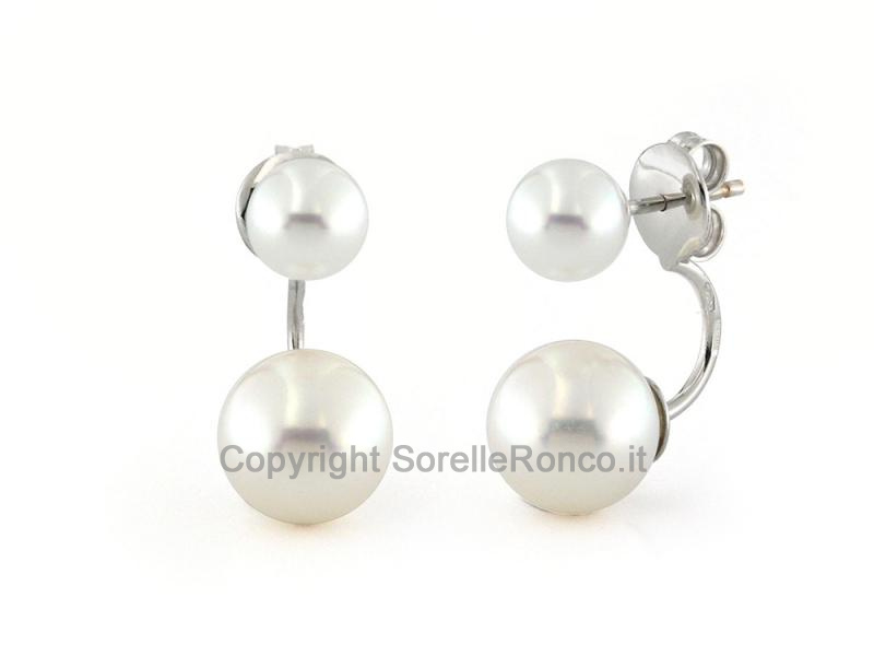 ORECCHINI ORO BIANCO E PERLE ROSA ACQUA DOLCE