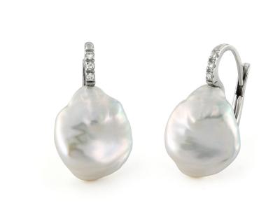 Orecchini Oro Bianco 18 Kt con Perle Keshi