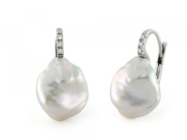 CF02108 - Orecchini Oro Bianco 18 Kt con Perle Keshi