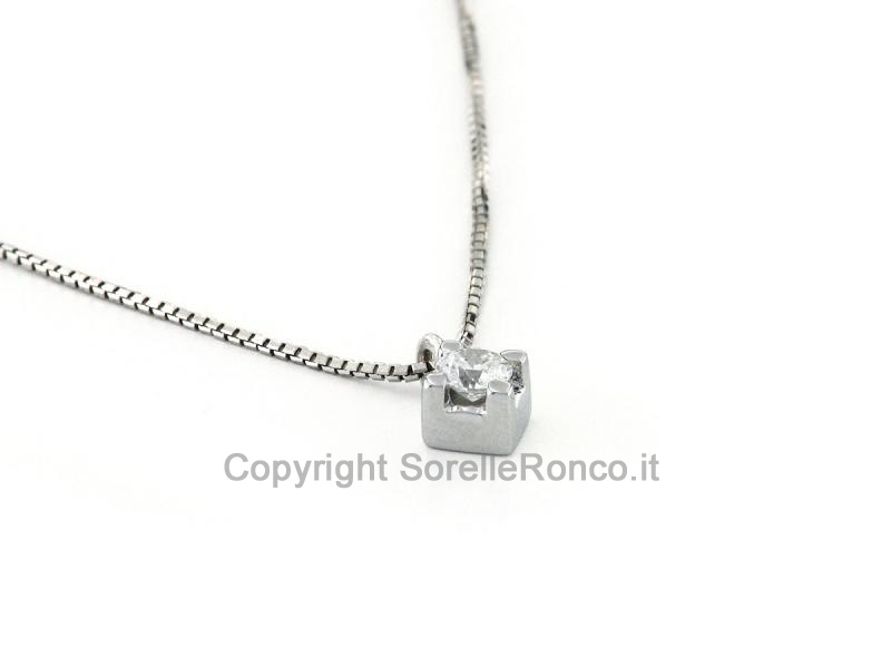 COLLANA PENDENTE ROMBO ORO E DIAMANTE 0.12 CT