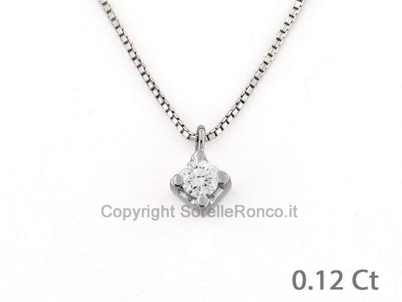 COLLANA PENDENTE ROMBO ORO E DIAMANTE 0.12 CT