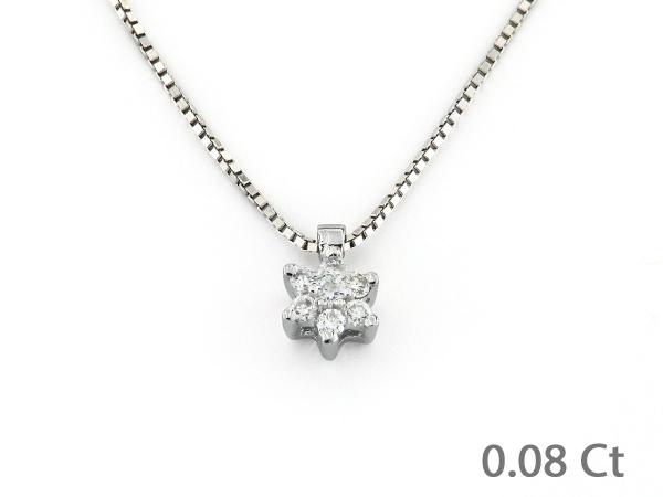 CF02117 - Collana con Pendente a Fiore di Diamanti