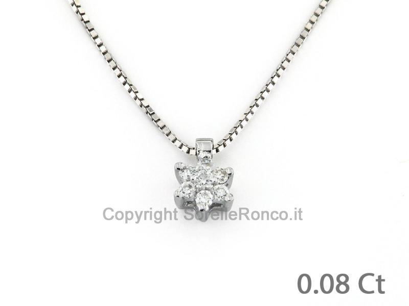 COLLANA CON PENDENTE A FIORE DI DIAMANTI