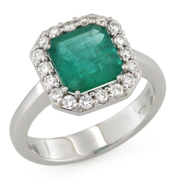 CF02126 - Anello con Diamanti e Smeraldo 2.08 Ct