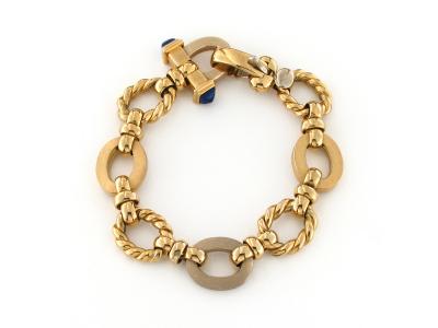 Bracciale in Oro Giallo e Bianco con Lapislazzuli