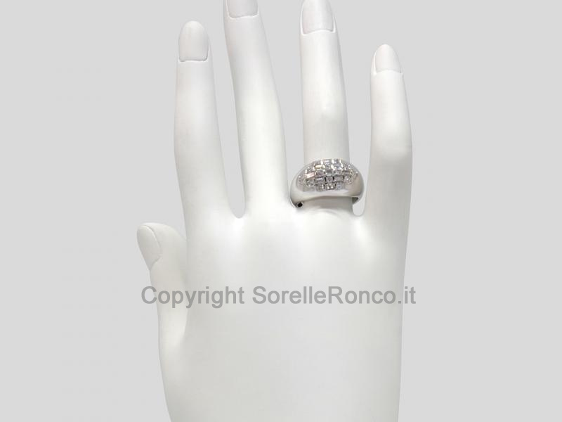 ANELLO FANTASIA BAMBOO ORO BIANCO DIAMANTI