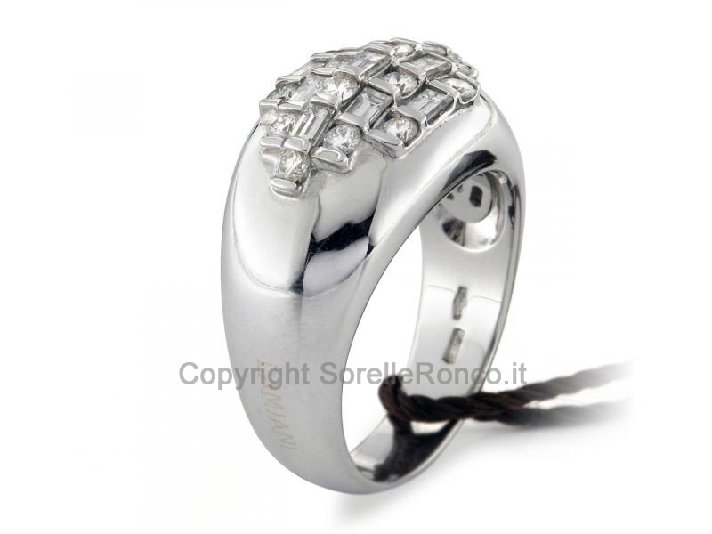 ANELLO FANTASIA BAMBOO ORO BIANCO DIAMANTI