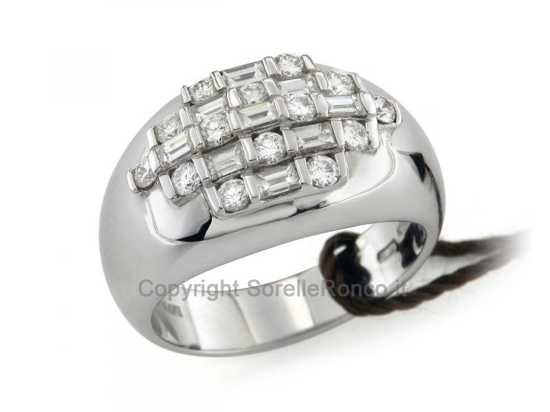 ANELLO FANTASIA BAMBOO ORO BIANCO DIAMANTI