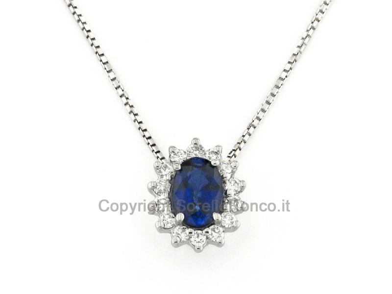 COLLANA CON DIAMANTE E ZAFFIRO 0.55 CT