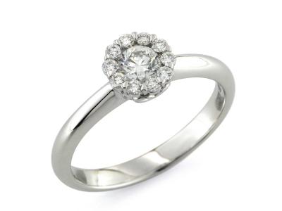 Anello Solitario Fiore Oro Bianco Diamanti 0.46 Ct