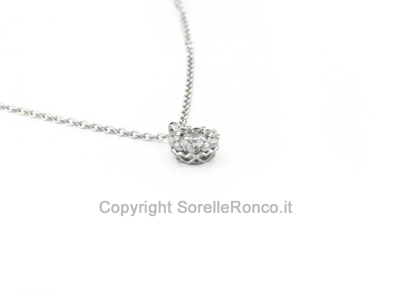 COLLANA CON PENDENTE HALO E DIAMANTI