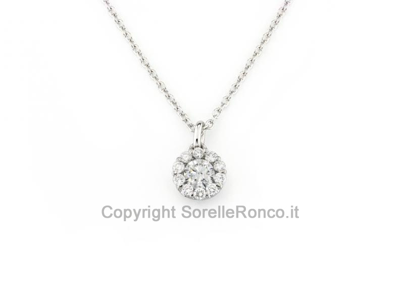 COLLANA CON PENDENTE HALO E DIAMANTI