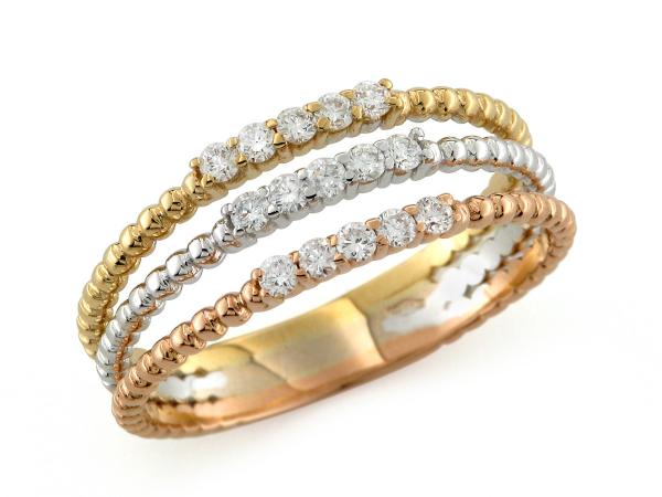 CF02205 - Anello Riviera in Tris Oro 18Kt e Diamanti 0.27 Ct