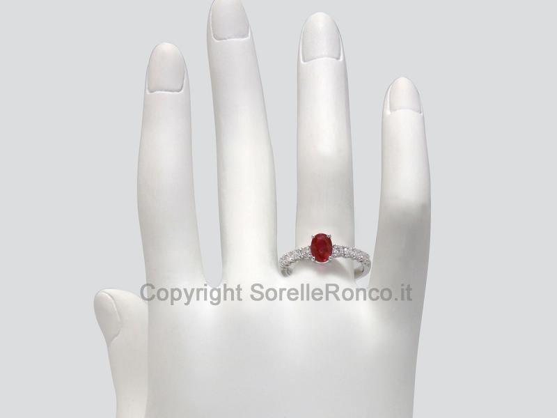 ANELLO ORO DIAMANTI E RUBINO 
