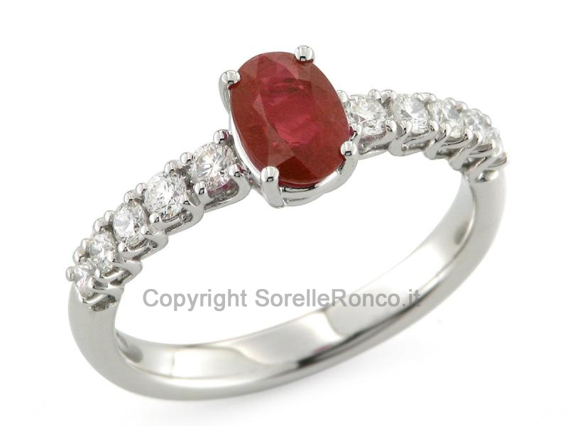 ANELLO ORO DIAMANTI E RUBINO 