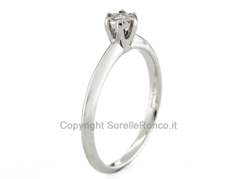 ANELLO SOLITARIO ORO BIANCO CON DIAMANTE 0.09 CT