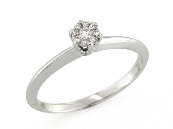 CF02210 - Anello Solitario oro Bianco con Diamante 0.09 Ct