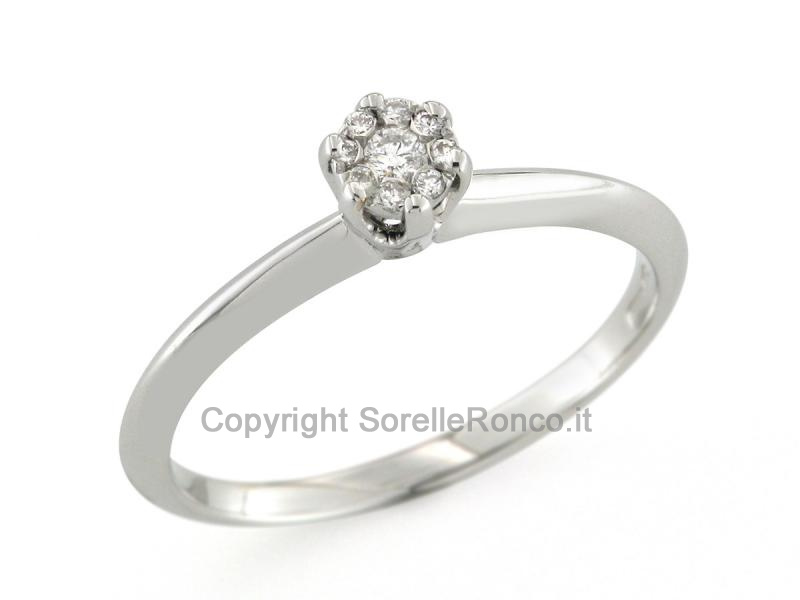 ANELLO SOLITARIO ORO BIANCO CON DIAMANTE 0.09 CT