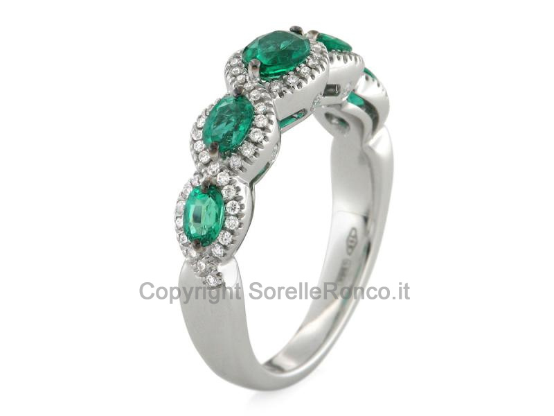 ANELLO CON DIAMANTI E SMERALDO 0.93 CT